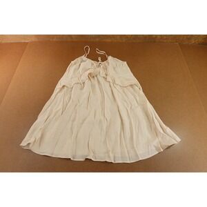 H&M Divided Womens Small Light Beige Woven Modal-Blend Flounce Mini Dress NWT